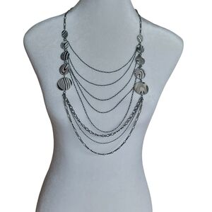 NWT Necklace-Earrings Set Silver & Black Chains..Black/White Beads Various Sizes
